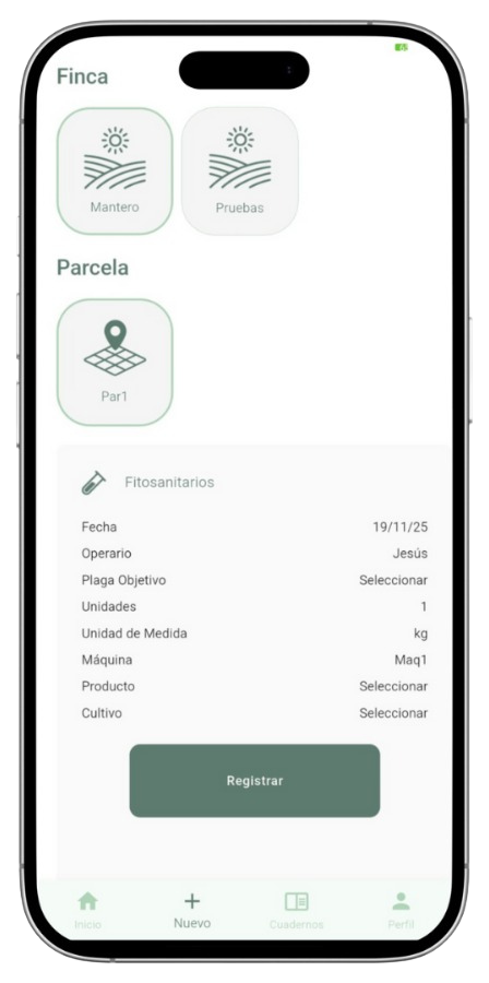 Aplicación de FieldPad gestionar