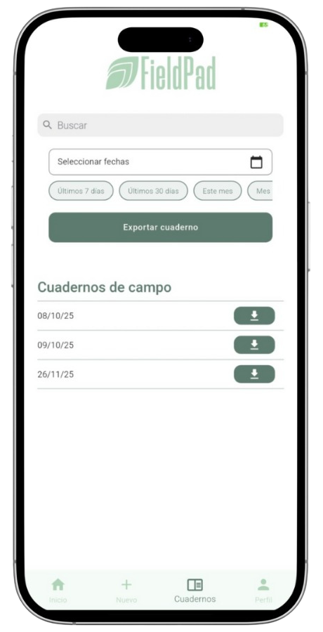 FieldPad gestión de fechas